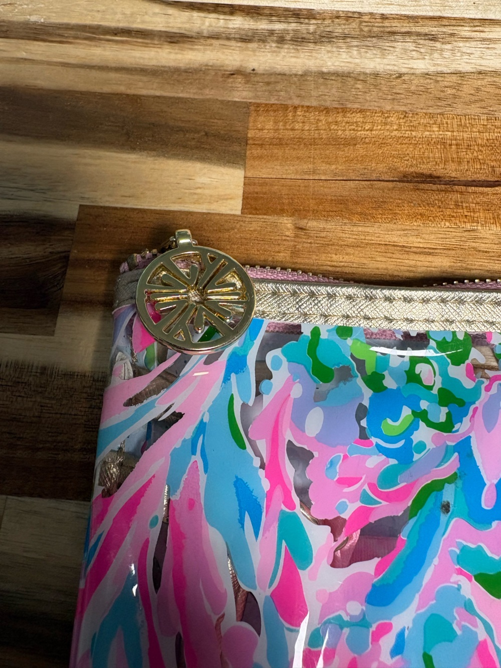 Lilly Pulitzer Clear Best Fishes Beach Pouch - Pink Multi - Water Resistant - Picture 3 of 8